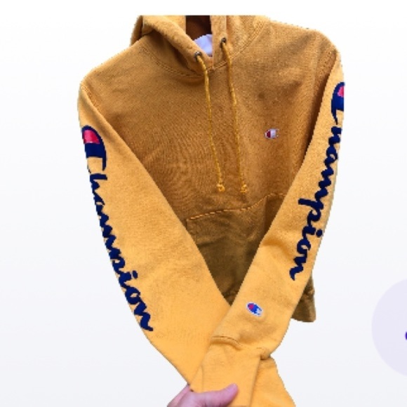 Champion Mustard Hoodie size small medium - Picture 2 of 13